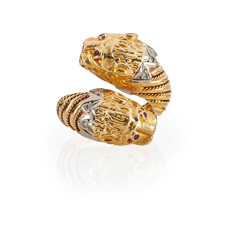GREEK GEM-SET BYPASS 18K YELLOW GOLD RING (1 of 1)