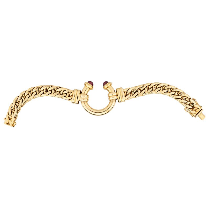 YELLOW GOLD GEM-SET LINK BRACELET (1 of 2)