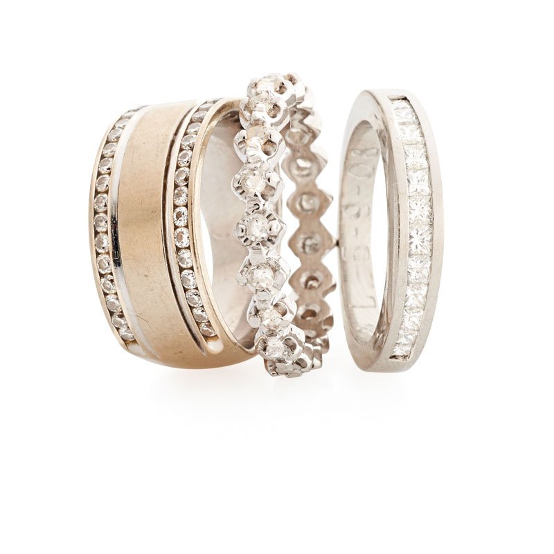 THREE DIAMOND & PLATINUM BANDS (1 of 1)