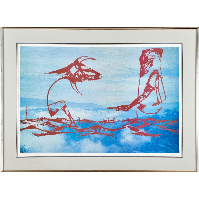 SIDNEY NOLAN (Australian, 1917-1992): Six works: Two offset lithographs in colors, "Kelly and the Cow," A/P and "Ned Kelly with a Gun in Landscape," 11/76 and one lithograph in colors, "Kelly Riding," A/P from the "Ned Kelly" series toget