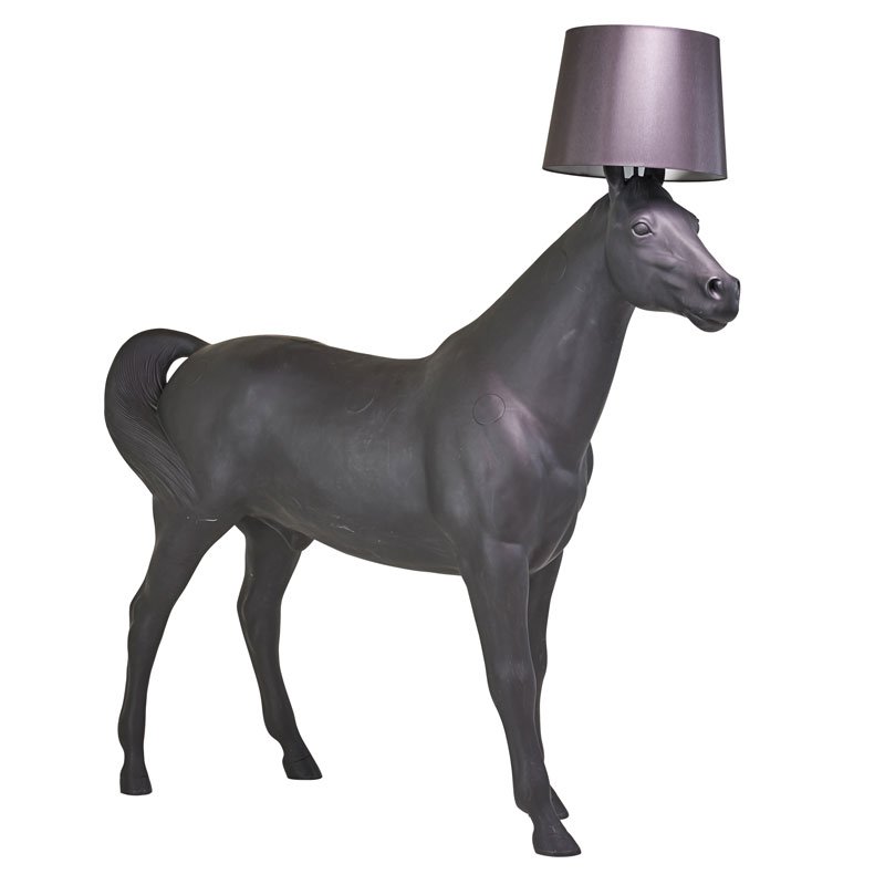 FRONT DESIGNS; MOOOI: Horse floor lamp, Sweden, 2006; Polyester, PVC viscose laminate shade; Embossed stamp with logo; 95 1/2" x 91" x 9 3/4"