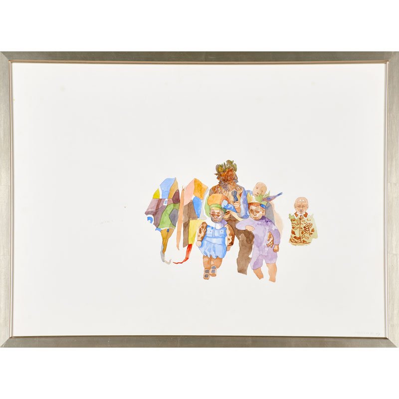 JORGE CASTILLO (Spanish, b. 1933): Two watercolor and graphite works on paper; Four Young Figures with Old Man in a Group, 1981 and Two Female Figures (framed separately); One signed and dated; Larger: 22" x 30" (sheet); Provenance: Pu