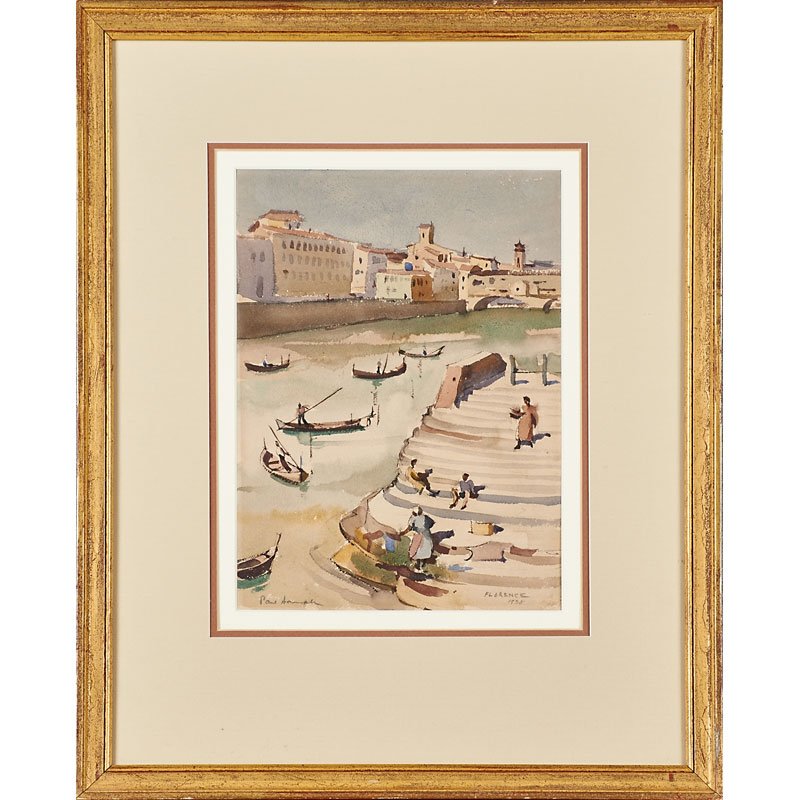 PAUL SAMPLE (American, 1896-1974): Florence, 1938; Watercolor on paper (framed); Signed, titled and dated; 11 3/4" x 8 1/2" (sight)