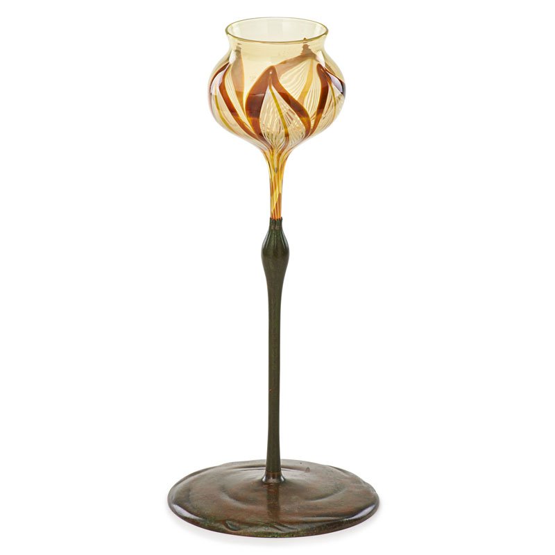 TIFFANY STUDIOS Floriform vase with bronze base (1 of 3)