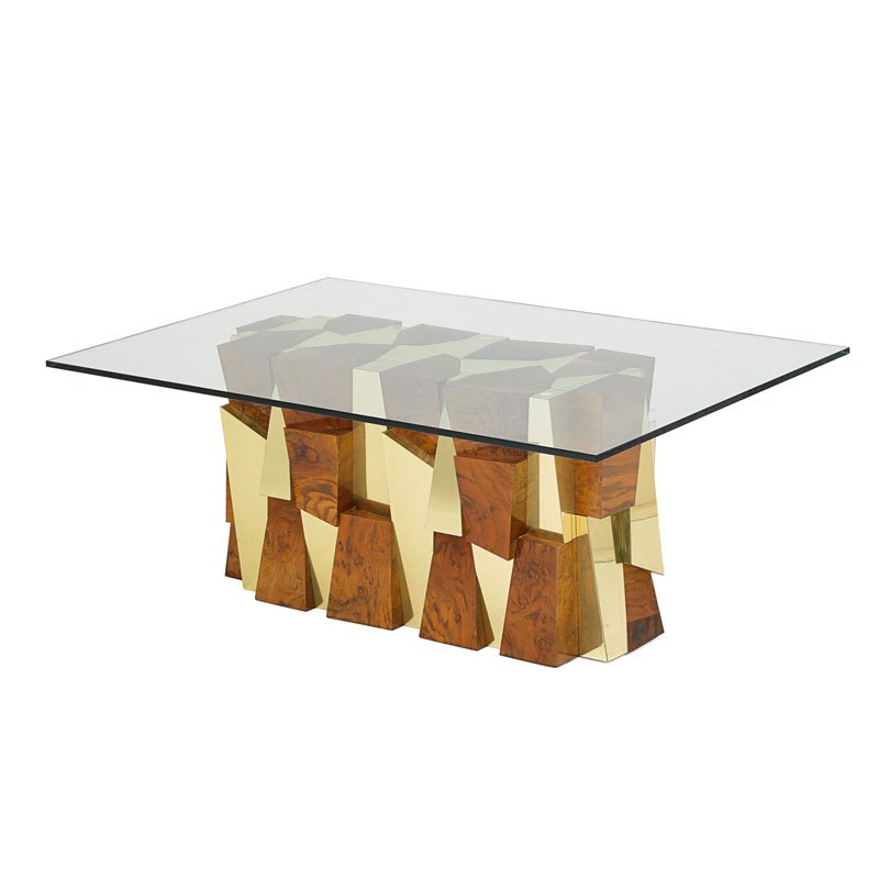 PAUL EVANS; DIRECTIONAL Faceted dining table (1 of 6)