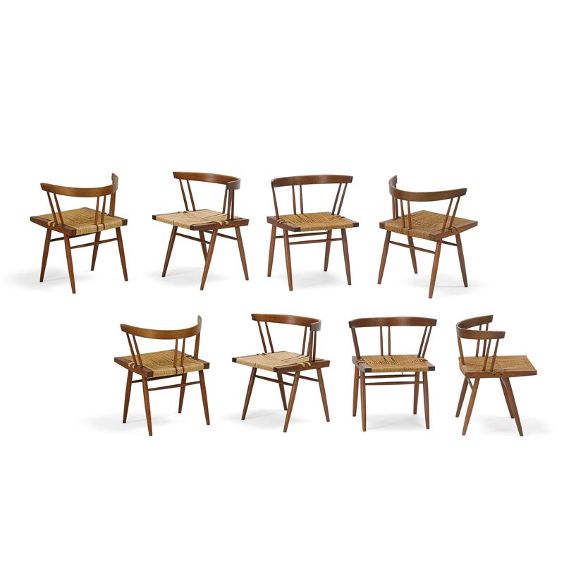 GEORGE NAKASHIMA Eight Grass-Seated chairs (1 of 3)