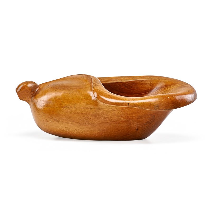 RUSSEL WRIGHT Oceana bowl: RUSSEL WRIGHT (1904 - 1976) KLISE WOODWORKING Oceana bowl, USA, 1930s Carved olivewood Unmarked 4" x 13 1/2" x 8 3/4"
