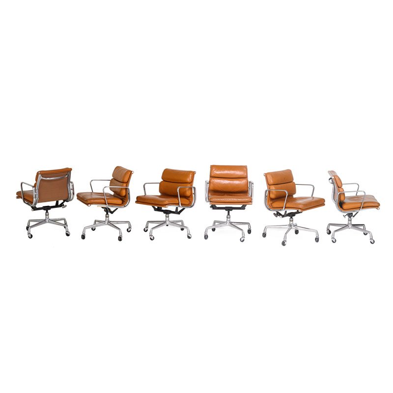 CHARLES AND RAY EAMES Six Soft Pad armchairs (1 of 6)