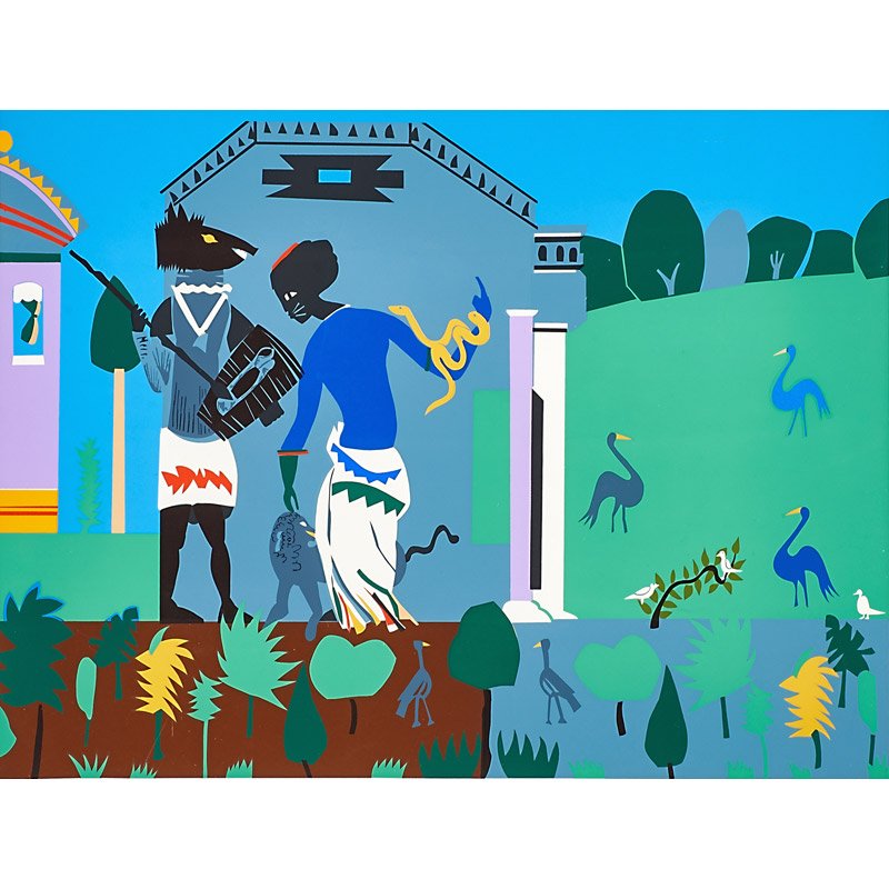 Romare Bearden (American, 1911-1988): Circe into Swine, from Odysseus, 1979; Screenprint in colors; Signed and noted A.P.; 18 1/2" x 24 5/8" (sight); Literature: Gelburd-Rosenberg 48; Provenance: Private Collection, New York