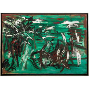 Michael (Corinne) West (American, 1908-1991): Dusk, ca. 1955; Oil on canvas (framed); Signed and titled; 35" x 50"; Provenance: Private Collection, New York