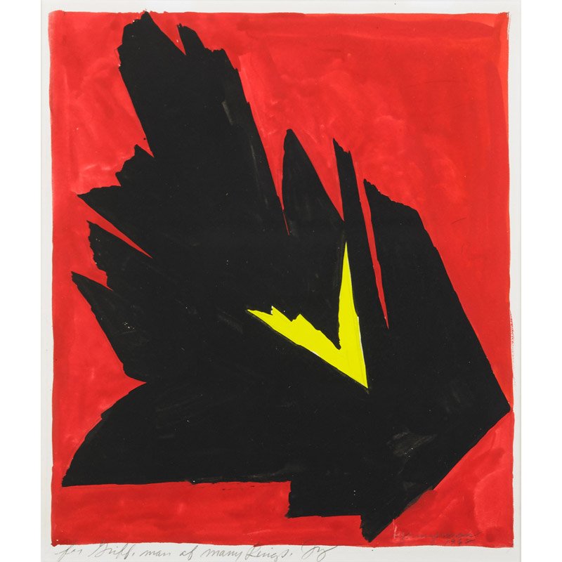 Jack Youngerman (American, b. 1926): Untitled, 1962; Gouache on paper (framed); Signed, dated and inscribed; 9 7/8" x 8 1/2" (sight); Provenance: Private Collection, Michigan
