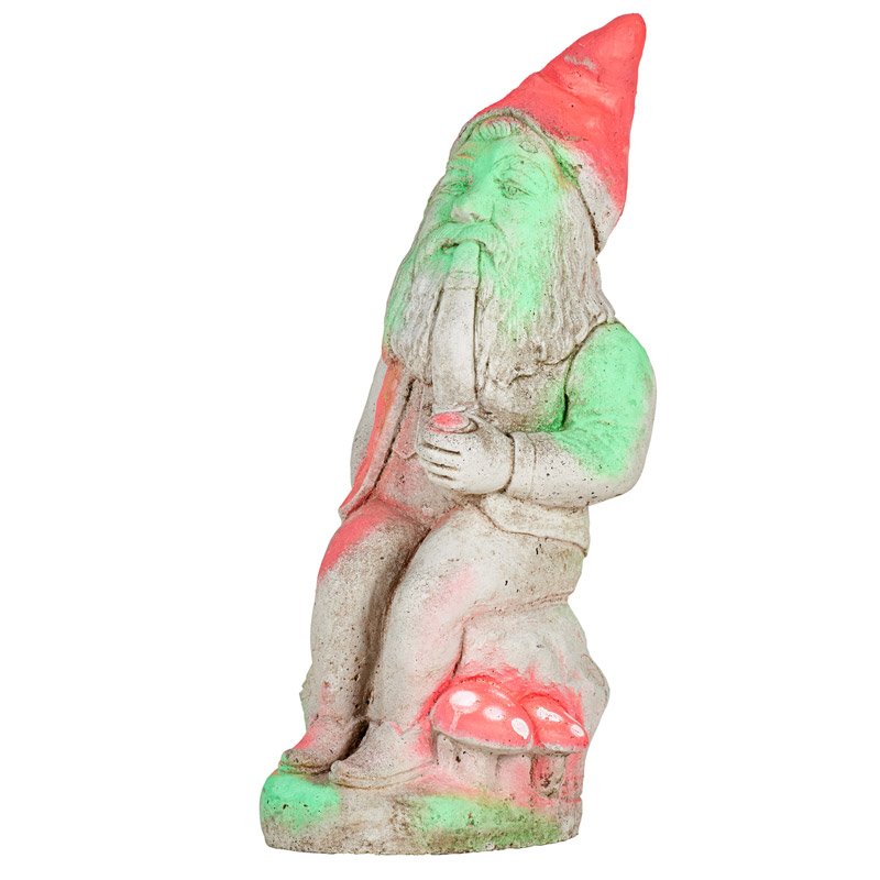 Chris Martin (American, b. 1954): Gnome, 2011; Cast cement and spray paint; Initialed and dated; 23 1/2" high; Literature: Under the Sign of the Gnome by John Yau, Hyperallergic, February 11, 2012 (illustrated); Exhibition: Chris Mart