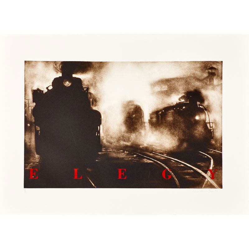 LAWRENCE GIPE (American, b. 1962): "Elegy," 1992 Etching and silkscreen in colors (unframed) Signed, dated and numbered 3/12 15 1/2" x 23 1/2" (plate)