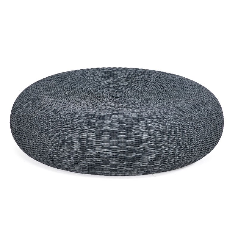 PAOLA LENTI "OTTO POUF" OTTOMAN: Polyester upholstery, polystyrene base, rope cord, Italy, 2000s 10" x 32" diameter