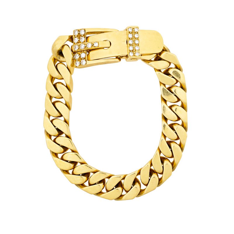 SPITZER & FURMAN 18K GOLD & DIAMOND BELT BRACELET (1 of 1)