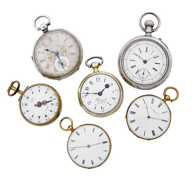 COLLECTION OF SIX ANTIQUE POCKET WATCHES (1 of 1)