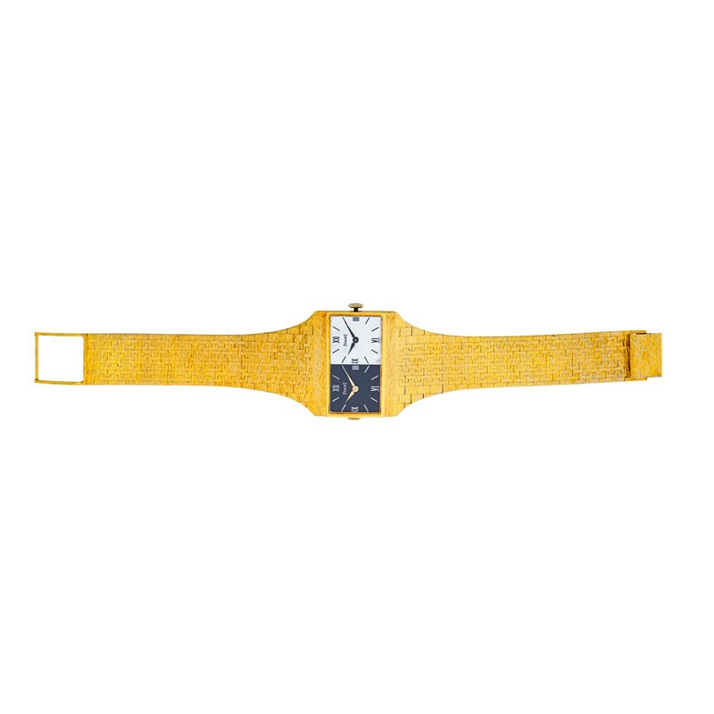 PIAGET GOLD DUAL-TIME MECHANICAL BRACELET WATCH (1 of 3)