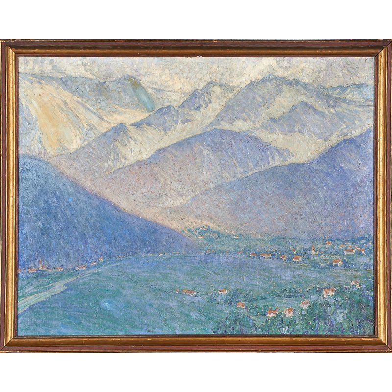 MARGARET JANE MARSHALL (American, 20th c.): Oil on canvas; "The Tyrol," 1922 (framed); Unmarked; 24" x 30"