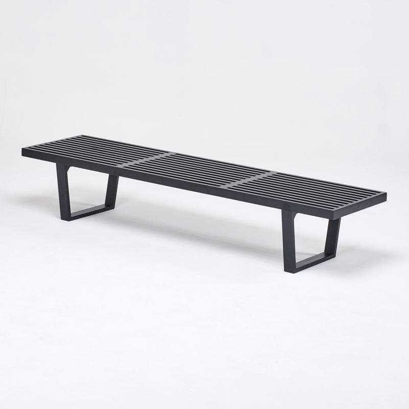 STYLE OF GEORGE NELSON: Slat bench, 2000s; Enameled wood; Unmarked; 13 1/2" x 71" x 18 1/2"