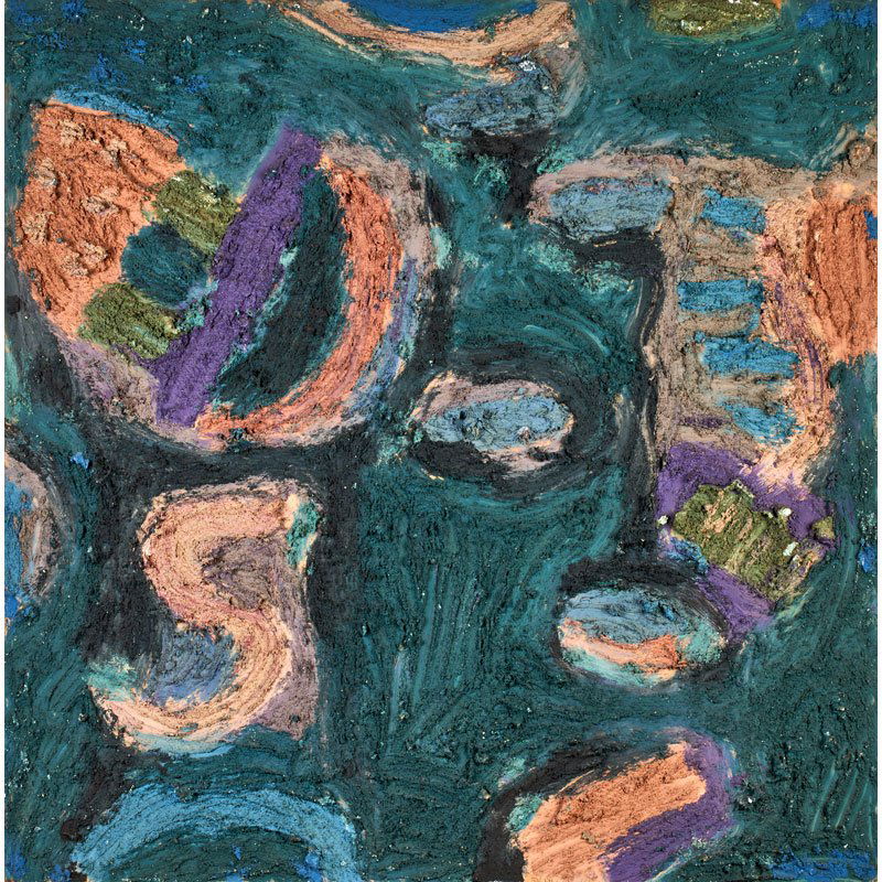 JAY MILDER (American, b. 1934): Oil and pumice on plywood; "Ataman IV," 1988 (unframed); Signed, titled and dated to verso; 48" x 48"