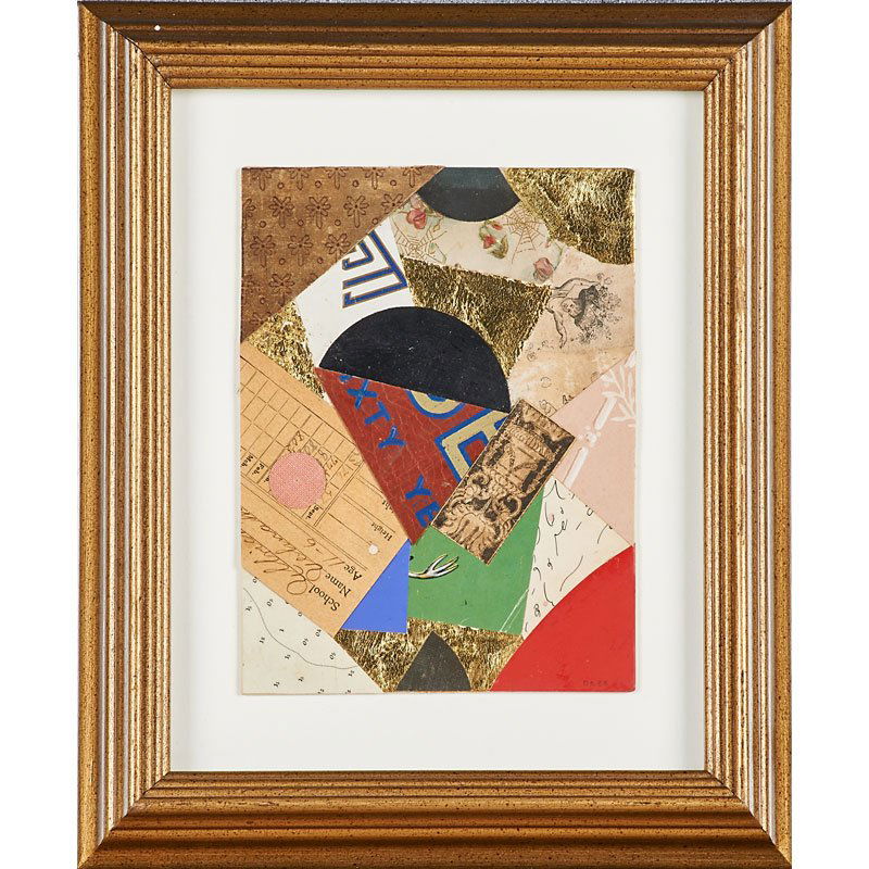 DAN RIZZIE (American, b. 1951): Mixed media collage on ragboard; "Little Wing," 1988 (framed); Initialed and dated to recto, signed and titled to verso; 7 1/4" x 5 1/2" (sheet)