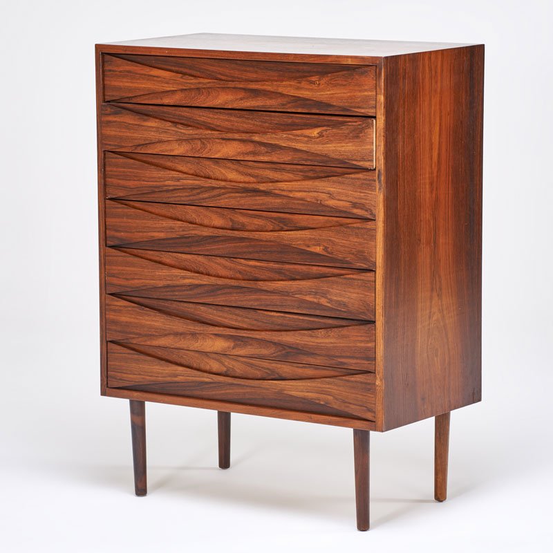ARNE VODDER (Attr.): Rosewood tall dresser, Denmark, 1960s; Unmarked; 44" x 33" x 18"