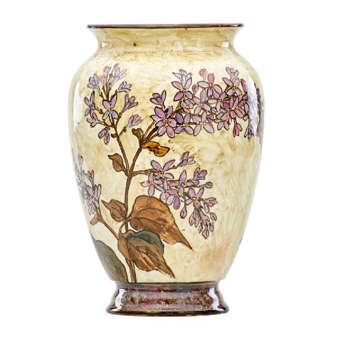 JOHN BENNETT Vase with phlox: JOHN BENNETT (1840 - 1907) Vase with phlox on white ground, New York/New Jersey, late 19th C. Signed CR, original retailer label to interior 9" x 6" Provenance: Dennis and Dad Antiques, Athol, MA, 197