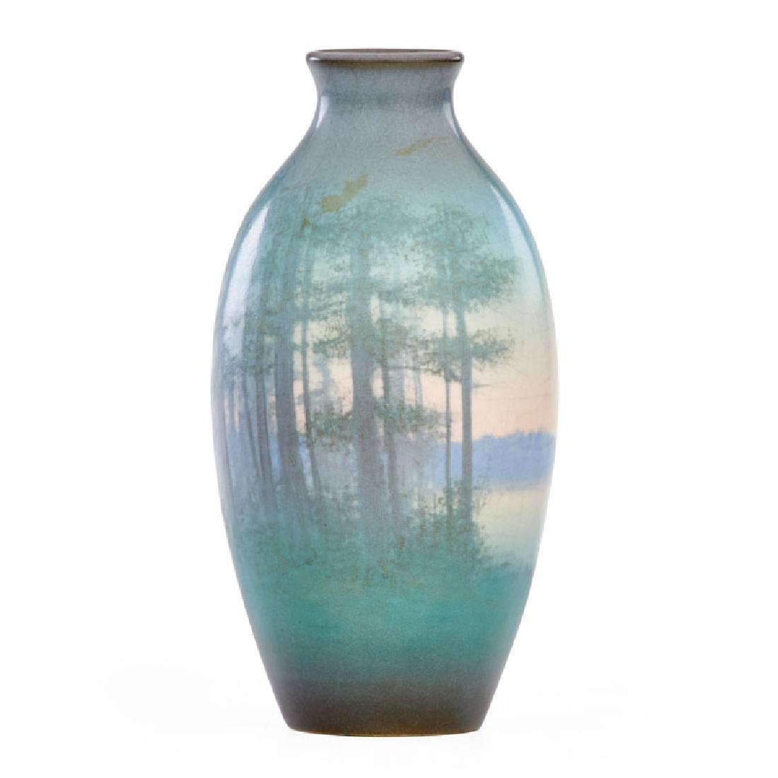 E.T. HURLEY; ROOKWOOD Scenic Vellum vase (1 of 3)