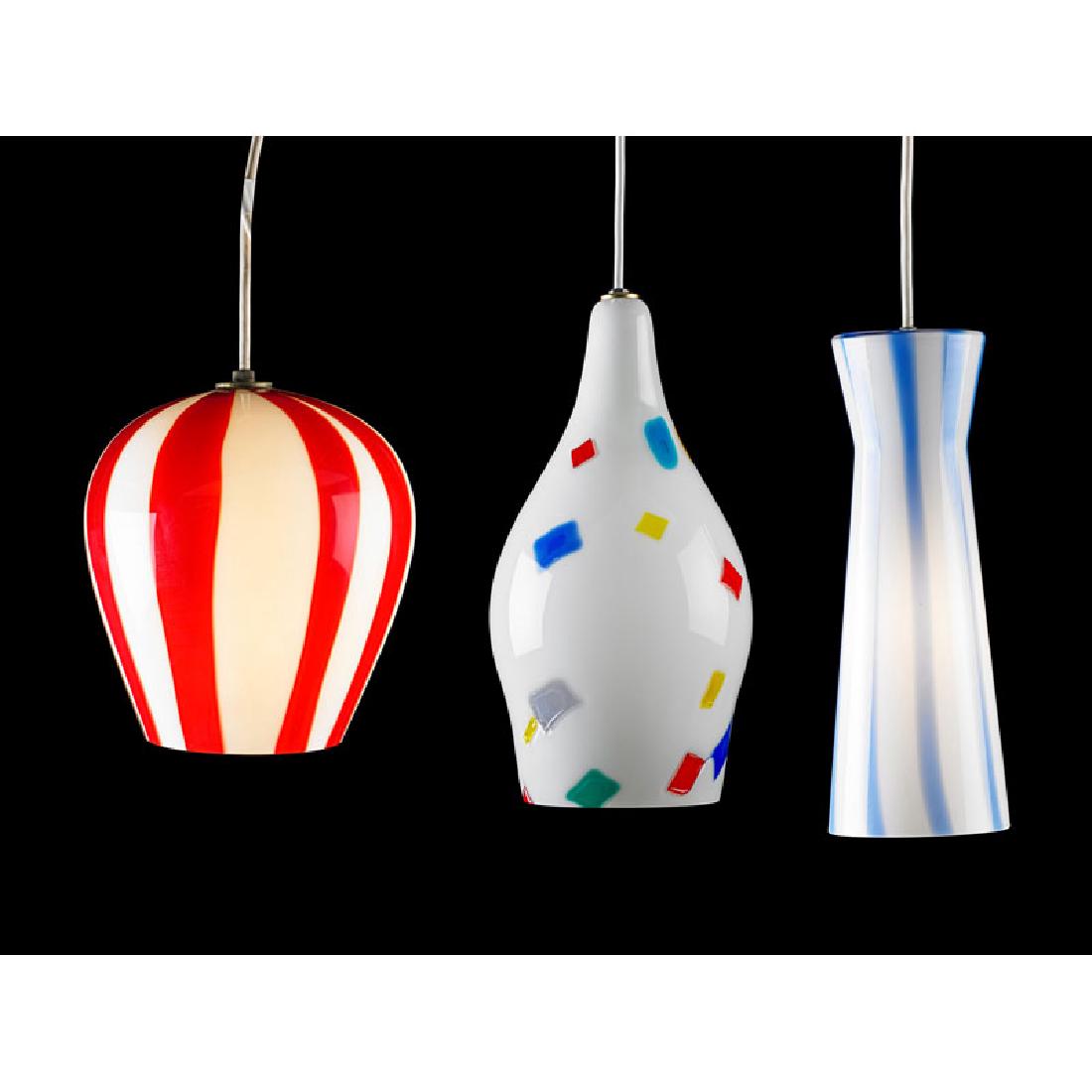 MASSIMO VIGNELLI; VENINI Three glass pendant lamps (1 of 1)