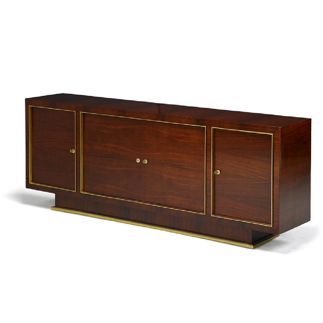 JEAN ROYERE; MAISON GOUFFE Cabinet: JEAN ROYERE (1902 - 1981) MAISON GOUFFE Cabinet, France, 1930s Palisander, bronze Metal Gouffé label 34 3/4" x 91" x 18" Provenance: Galerie Jacques Lacoste, Paris, 2005. Copy of original invoice ava