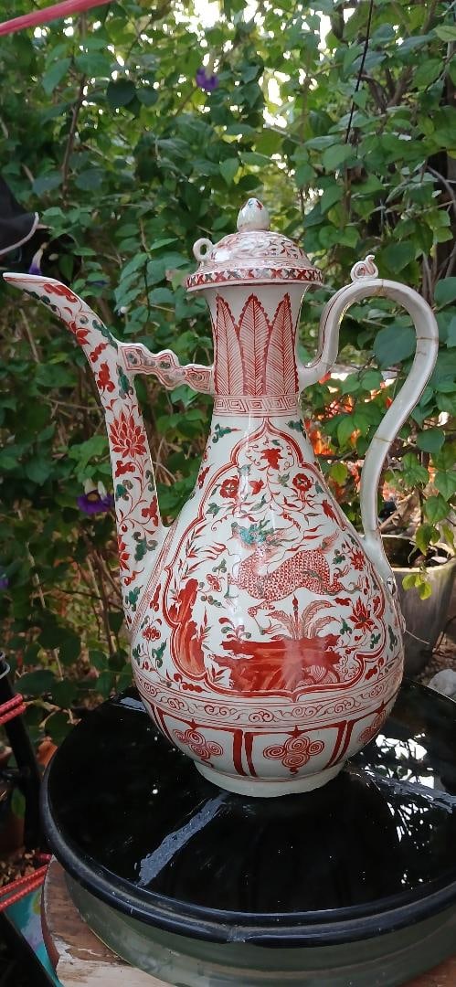 Elegant Yuan Dynasty Red & Green Glaze Teapot (1 of 3)