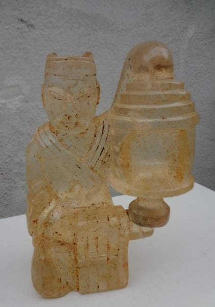 Rare Tang Dynasty Rock Crystal Carving of Court Lady Oil Lamp (1 of 6)