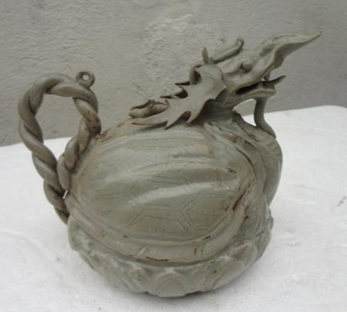 Extremely Important Tang Dynasty Secret Glaze Tea Pot with Dragon spout (1 of 6)