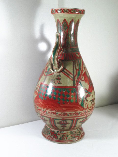 Important Yuan Dynasty  Blue & Green Vase with Figures (1 of 8)