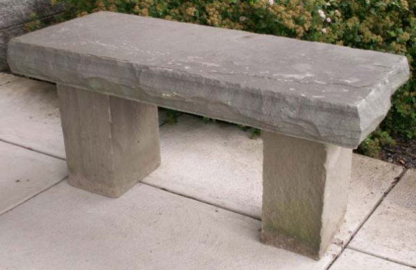 PAIR STONE SLAB BENCHES: PAIR STONE SLAB BENCHES. HEIGHT 18 1/2""; TOP 16 X 45"" **NO IN-HOUSE SHIPPING**