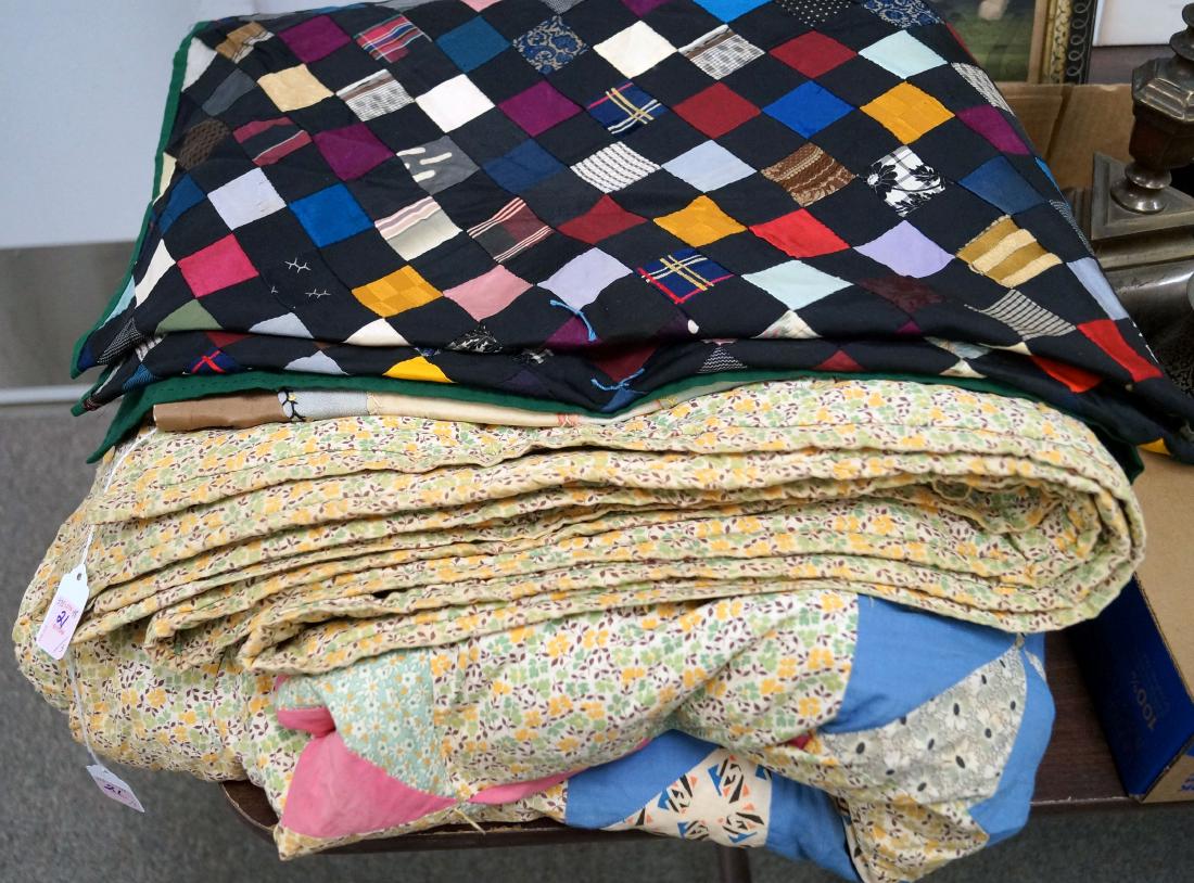 LOT (3) VINTAGE QUILTS AND TABLE RUNNER (1 of 1)