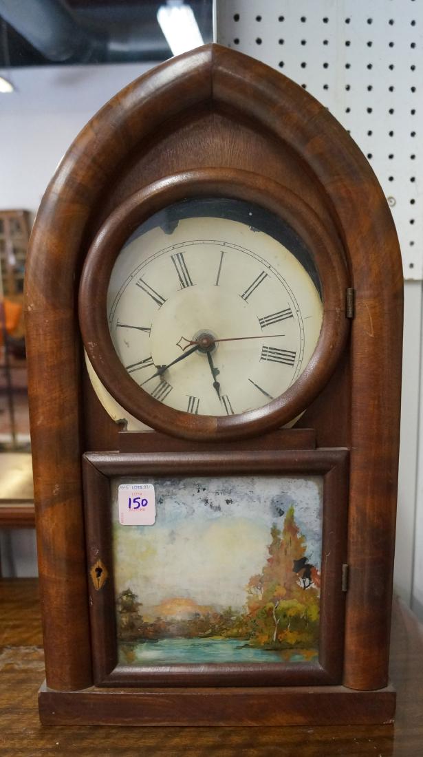 ANTIQUE EMPIRE BEEHIVE GOTHIC SHELF CLOCK WITH EGLOMISE (1 of 1)