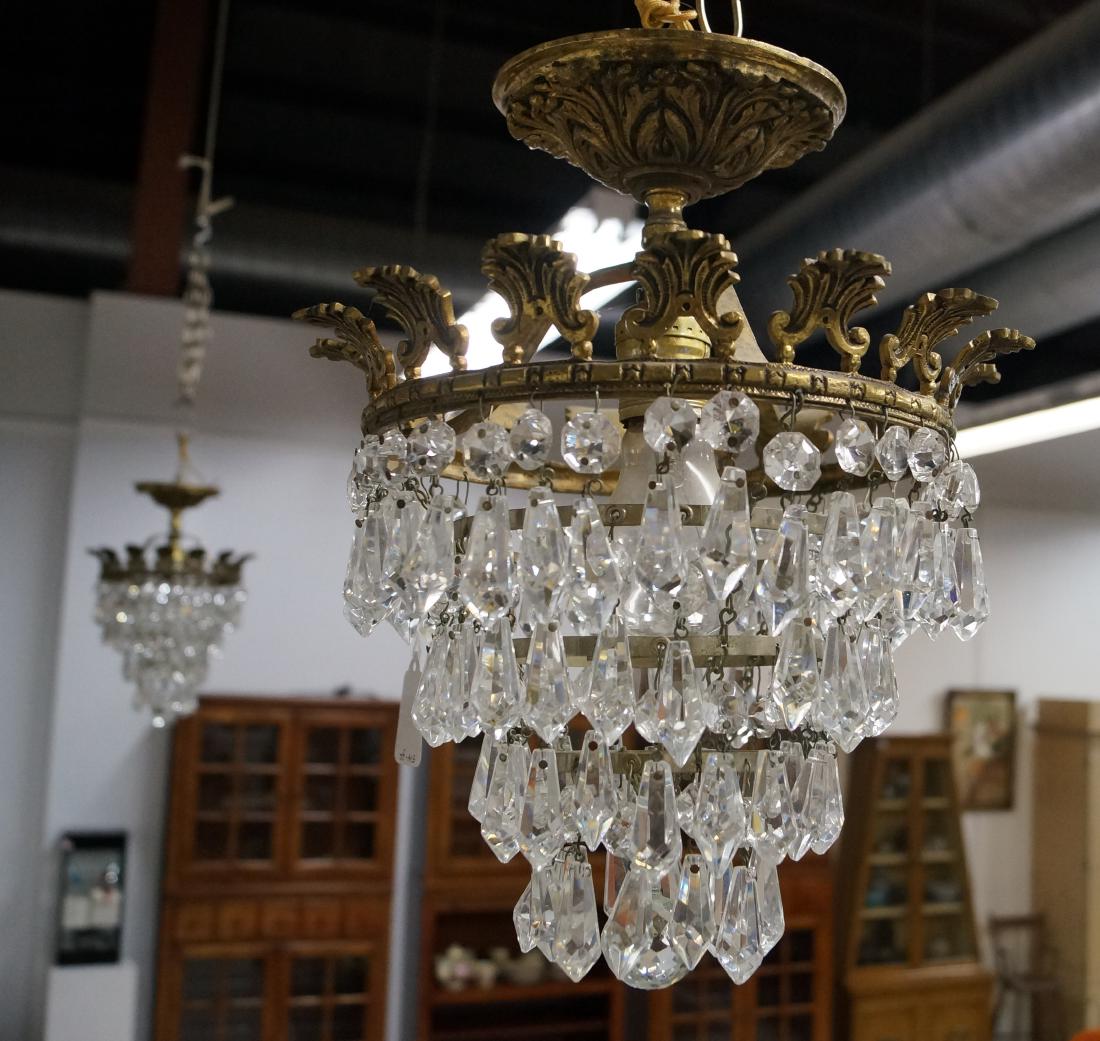 PAIR FRENCH STYLE CRYSTAL CEILING FIXTURES. HEIGHT 16" (1 of 1)