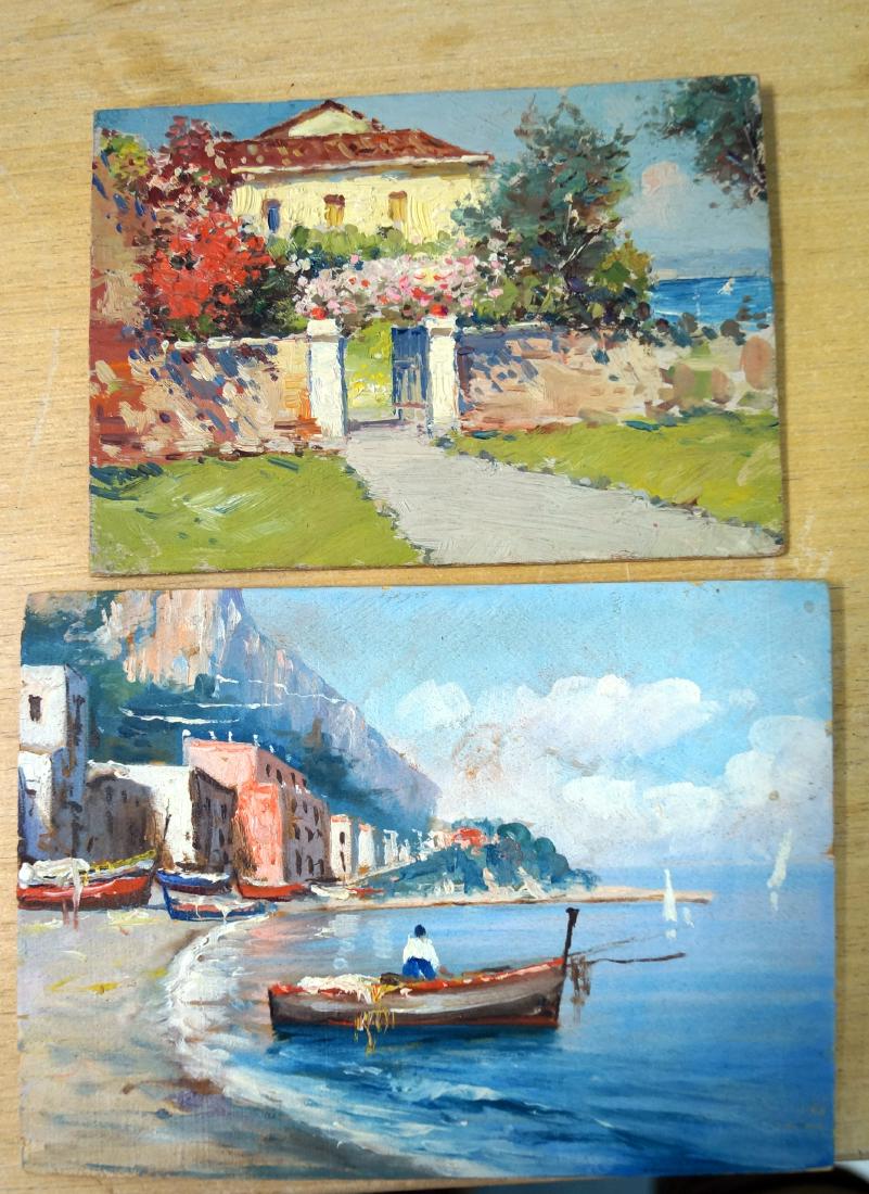 MISSERI VITTORIO (ITALIAN 20TH CENTURY), LOT (2) OIL ON: MISSERI VITTORIO (ITALIAN 20TH CENTURY), LOT (2) OIL ON BOARD, VIEWS IN NAPLES, LABEL AND TITLED VERSO. 4 3/8 X 6" AND 5 X 7"