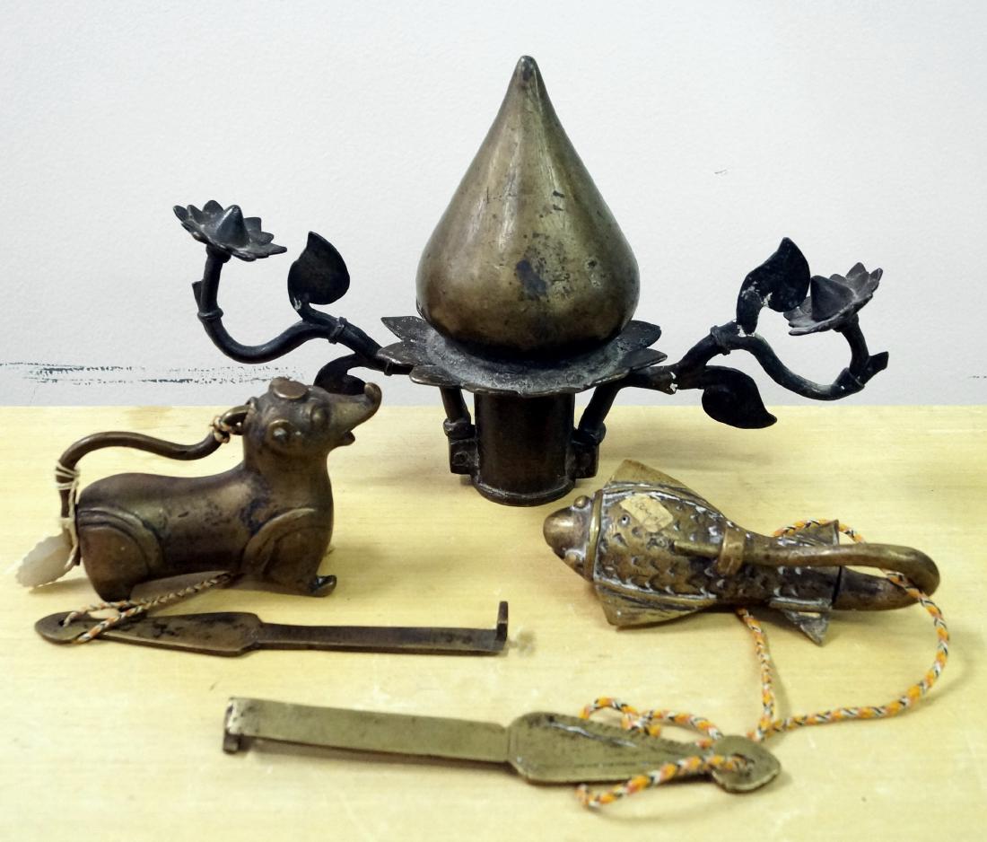 LOT (3) SOUTHEAST ASIAN BRASS INCLUDING FISH AND (1 of 1)