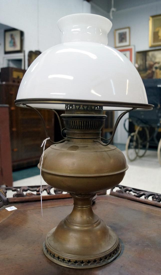 RAYO BRASS TABLE LAMP WITH MILK GLASS SHADE. HEIGHT 18" (1 of 1)