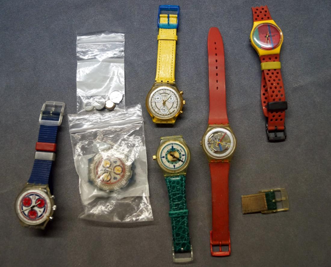 LOT (6) ASSORTED VINTAGE SWATCH WRISTWATCHES (1 of 1)