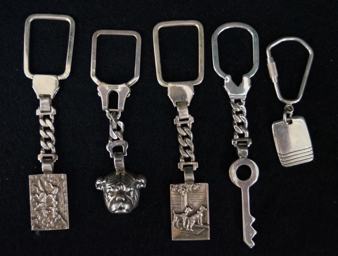 LOT (5) ITALIAN STERLING KEY CHAINS. LENGTH 2 1/4-4: LOT (5) ITALIAN STERLING KEY CHAINS. LENGTH 2 1/4-4 1/2"; TWT 3.69 OZT