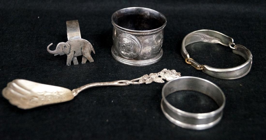 LOT (5) 925 STERLING AND SILVER INCLUDING (3) NAPKIN (1 of 1)