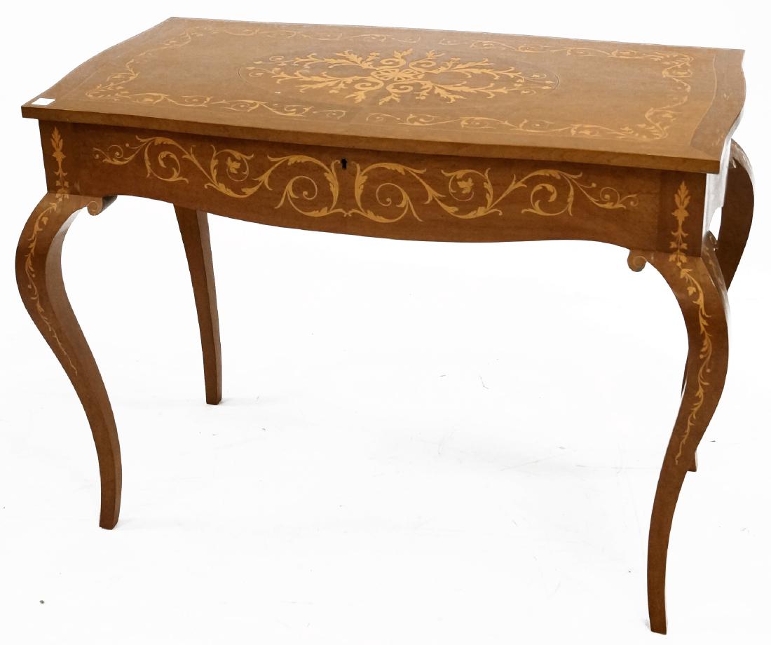 ITALIAN CARVED AND INLAID LIFT-TOP DRESSING TABLE. (1 of 3)