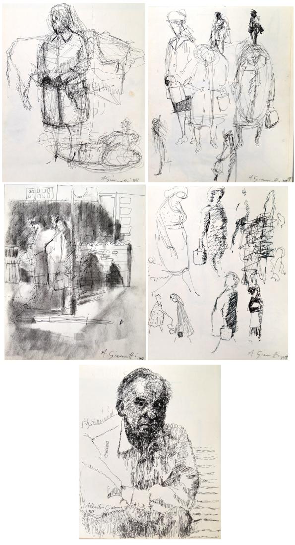 SWISS SCHOOL (20TH CENTURY), LOT (5) SHEETS PEN AND INK (1 of 1)