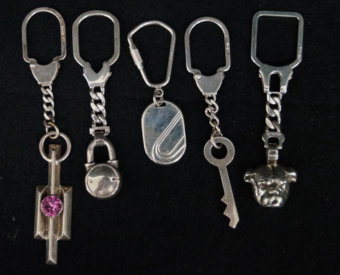 LOT (5) ITALIAN STERLING KEY CHAINS, RETROTECH. LENGTH: LOT (5) ITALIAN STERLING KEY CHAINS, RETROTECH. LENGTH 3-5"; GROSS WEIGHT 3.73 OZT