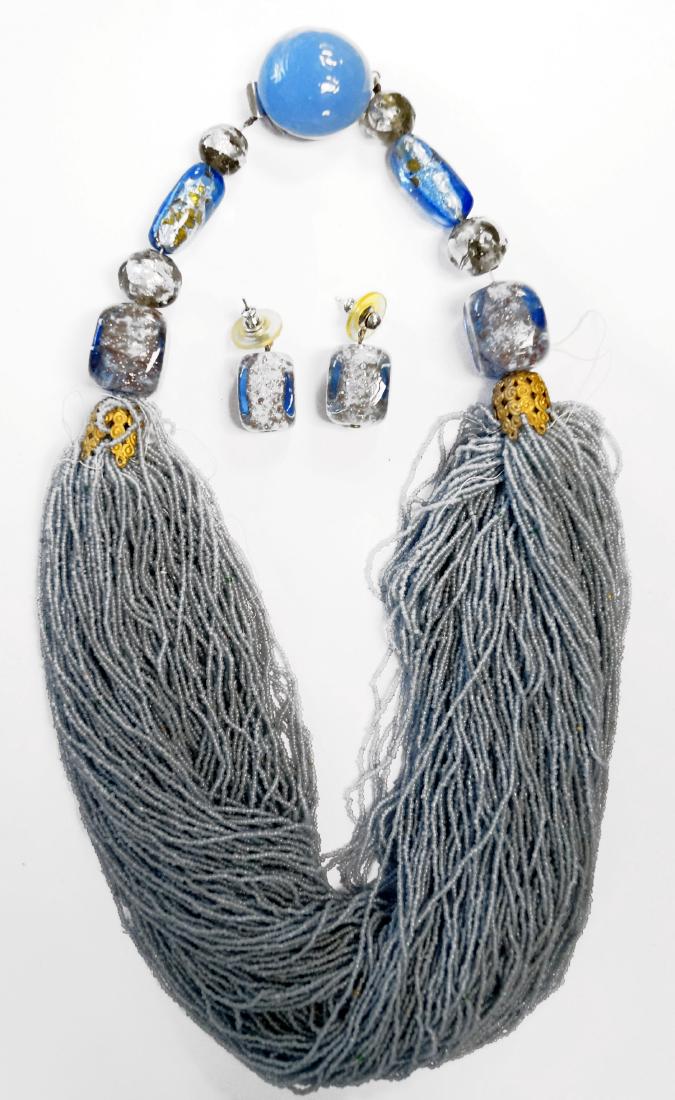 VENETIAN MULTI-STRAND BEADED NECKLACE AND EARRINGS, (1 of 1)