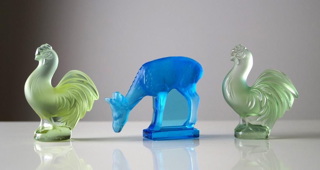 LOT (3) LALIQUE, FRANCE FROSTED CRYSTAL FIGURES, SIGNED (1 of 1)