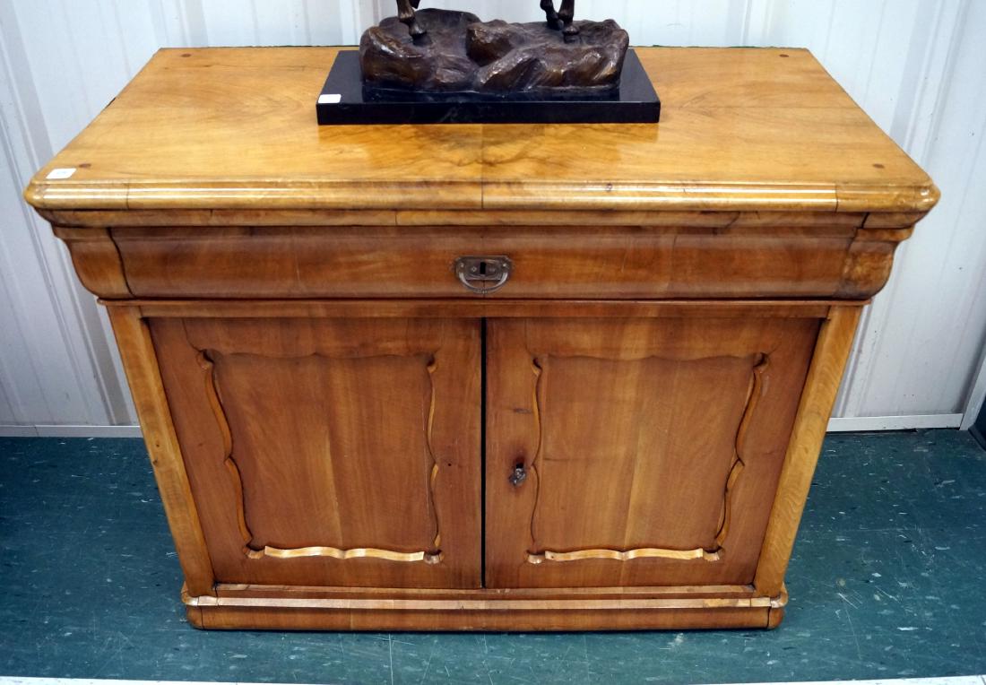 SCANDINAVIAN CARVED FRUITWOOD COMMODE, 19TH CENTURY.: SCANDINAVIAN CARVED FRUITWOOD COMMODE, 19TH CENTURY. HEIGHT 32"; WIDTH 41"